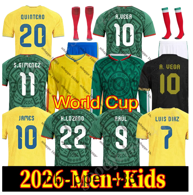 Colombia Mexico jersey 2026 27 World Cup Kit soccer jerseys LUIS DIAZ JAMES A. VEGA Mexicos L. ROMO RAUL football shirts men kids kit set Columbia soccer jerseys uniform
