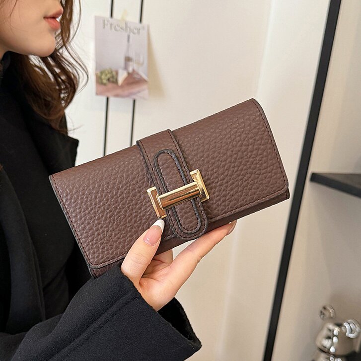 Luxury hand-held wallet, women's long wallet, large-capacity trifold multi-card holder, multifunctional short luxury wallet, fashionable retro me