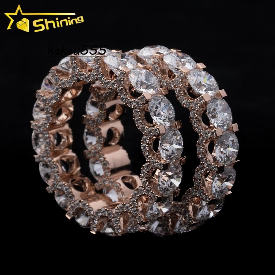 10K Solid Rose Gold 50 Pointers Side Iced Lab Grown Diamond CVD Eternity Ring Band for Men