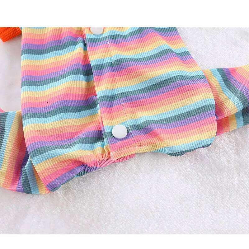 Strips Cardigan Dog Button Jumpsuit Pajamas For Small Medium Dogs Four Leg Clothes Pet Bodysuit Onesie Puppy Hoodie Pant XJ251225
