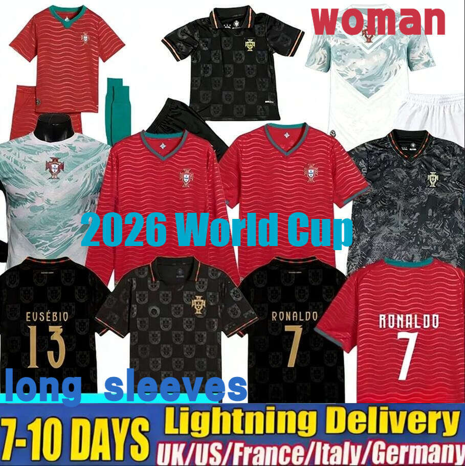 Maillot Portugal 2026 World Cup Soccer Jerseys Portuguesa RoNalDo Jerseys JOAO FELIX BERNARDO B. FERNANDES PEPE 25 26 27 Portugal Football Shirt Team Men Kids Kit S-4XL