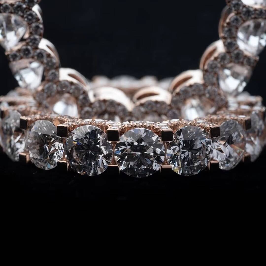 10K Solid Rose Gold 50 Pointers Side Iced Lab Grown Diamond CVD Eternity Ring Band for Men