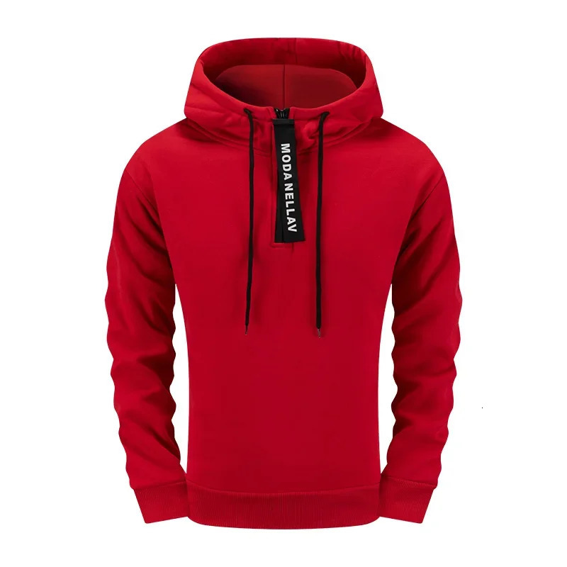 Mens Half Zip Hoodie Solid Color V-neck Sweatshirt Tracksuit High Quality Sports Jogging Man Clothing Casual Autumn Winter Tops 251231