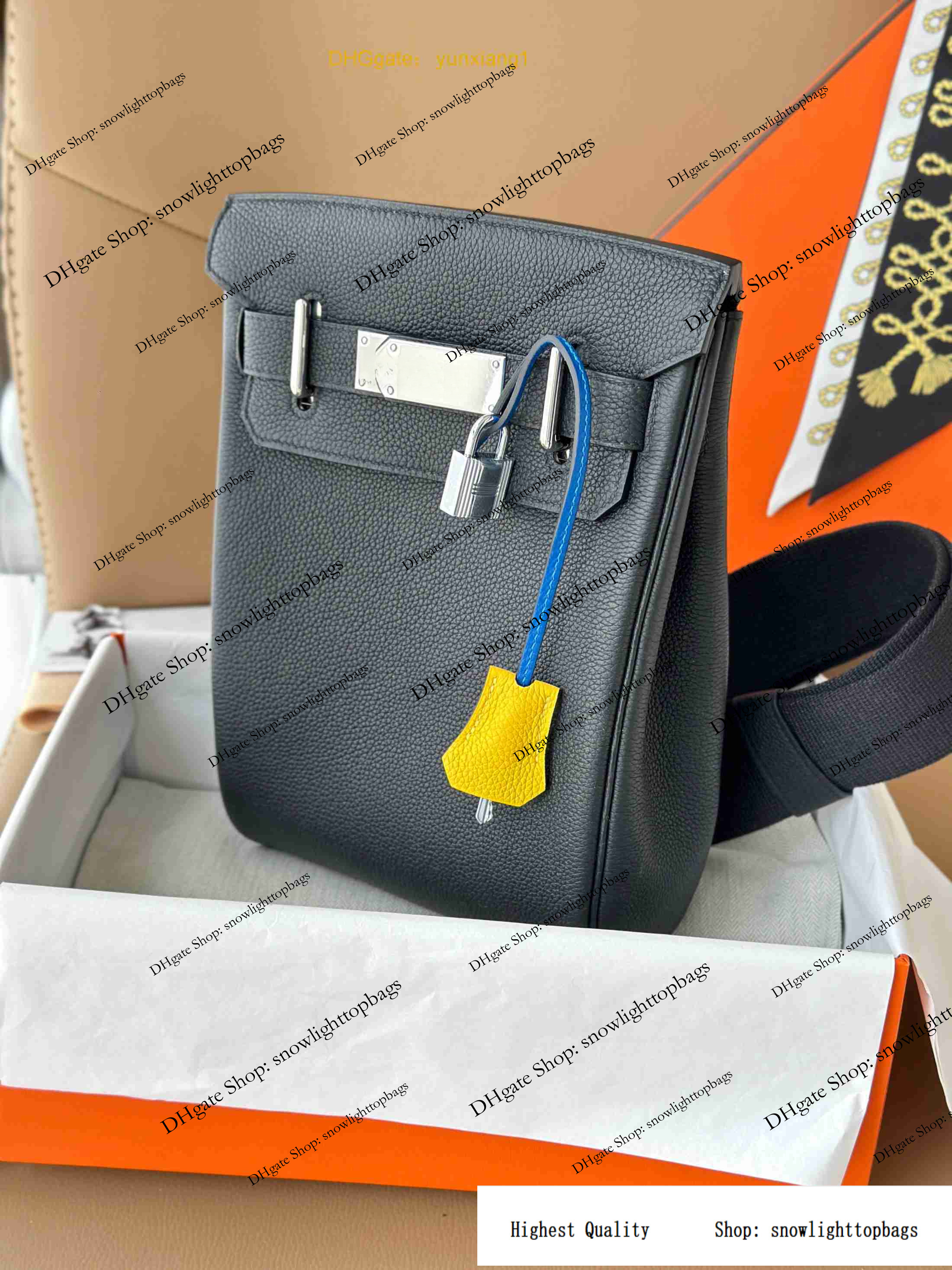 designer bags Luxury Designer Bag New Hac a Dos Chest Bag Black Inner French Blue Silver Buckle Single Shoulder Crossover Men's Bag Togo