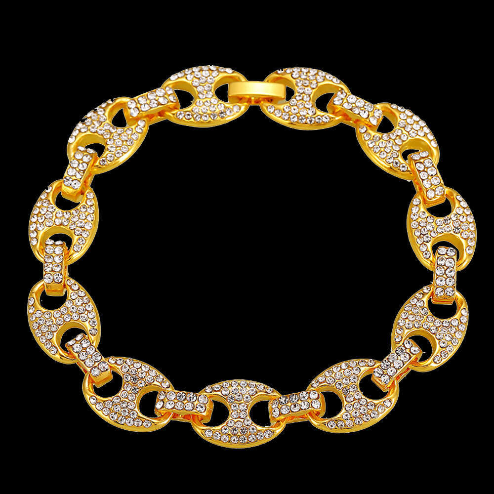 Women Jewelry Bracelets Charm Bracelets Gold-Plated Hip-Hop Button Chain Inlaid Zircon Bean Trendy Alloy Bracelet