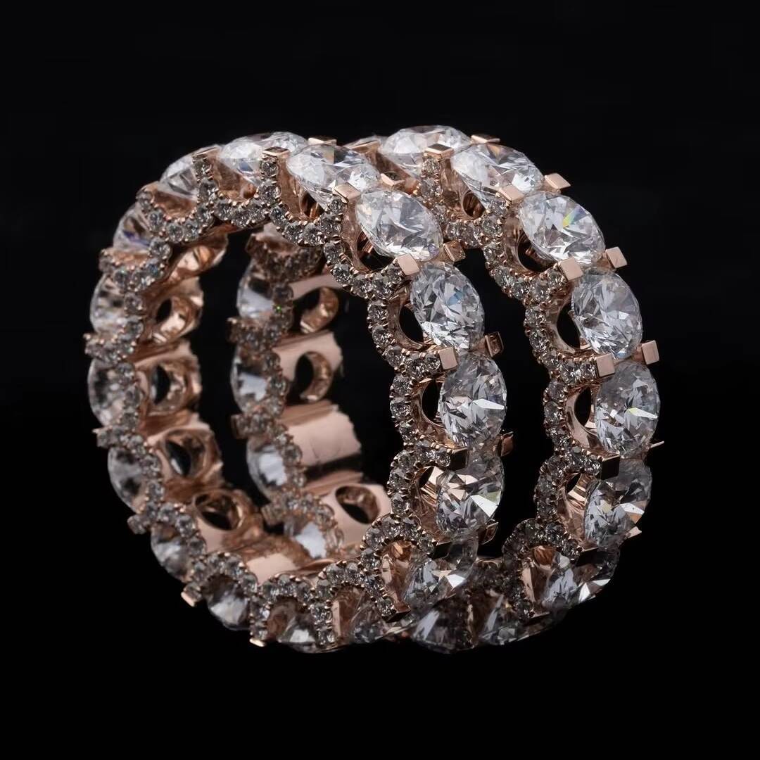 10K Solid Rose Gold 50 Pointers Side Iced Lab Grown Diamond CVD Eternity Ring Band for Men