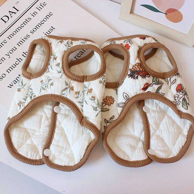 Cute Print Coat Autumn Winter Dog Clothes Pet Thickened Vest Chihuahua Bichon Warm Jackets for Girls Puppy Coats Cat Vests XJ251225