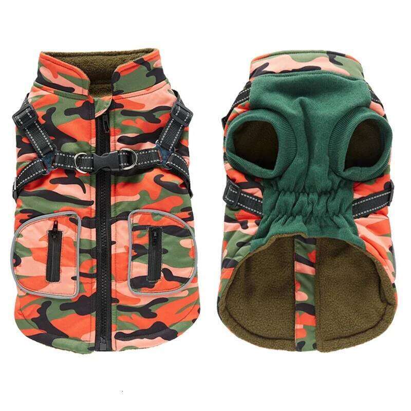 Waterproof Warm Jacket Vest Winter Dog Clothes With Harness French-Bulldog Coat Pet Costume for Small Medium Dogs Chihuahua XJ251225