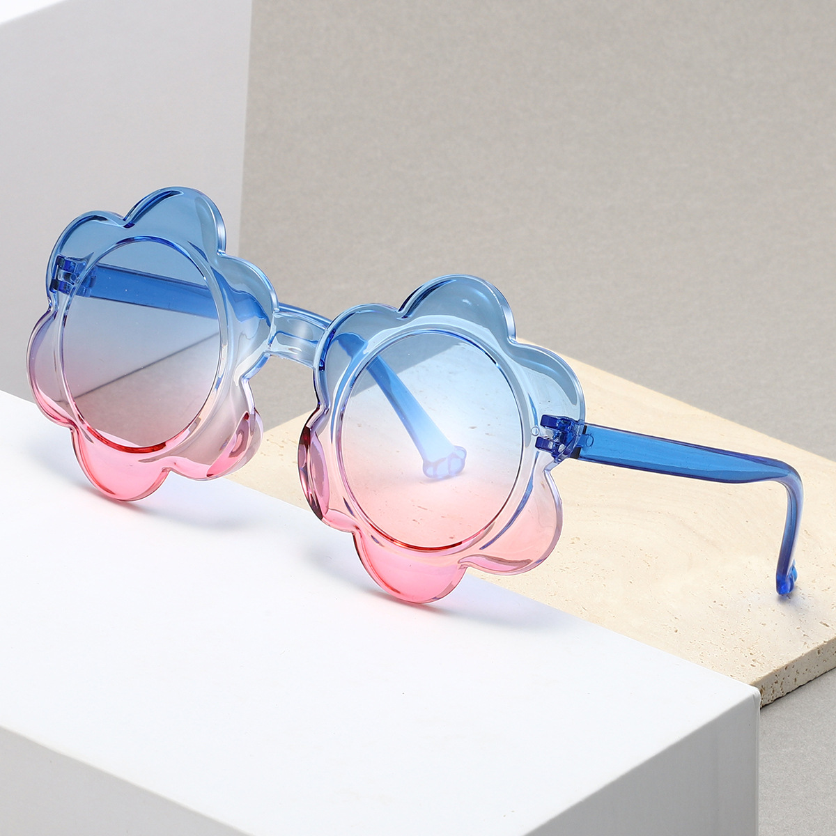 Colorful children's flower sunglasses, round-framed kids' glasses, one-piece baby sunflower sunglasses Z260305