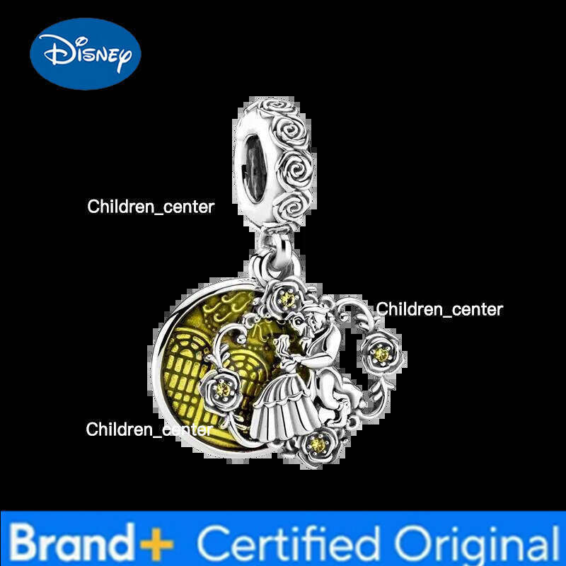 Disney Hot Sale Beauty and the Beast Charm Dangle Original Snake Fit Silver Bracelet Necklace Beads For Diy Jewelry Women Gift H260108