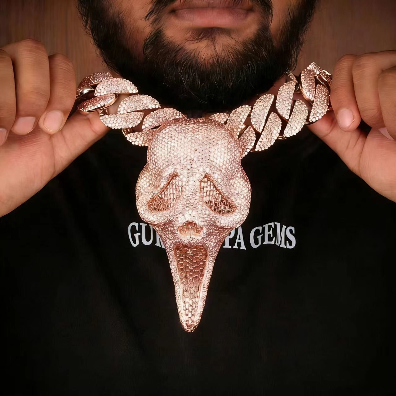 Moissanite Ghost Face Pendant Cuban Chain Iced Out Hip Hop Necklace in 925 Silver Custom Bling Jewelry for Men