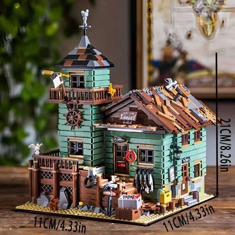 2643-Piece Fisherman's Hut Building Block Set - Suitable for Adults 14+! Build a Detailed, Ocean-Themed Fishing House Using High-Quality Parts W2 - view 7