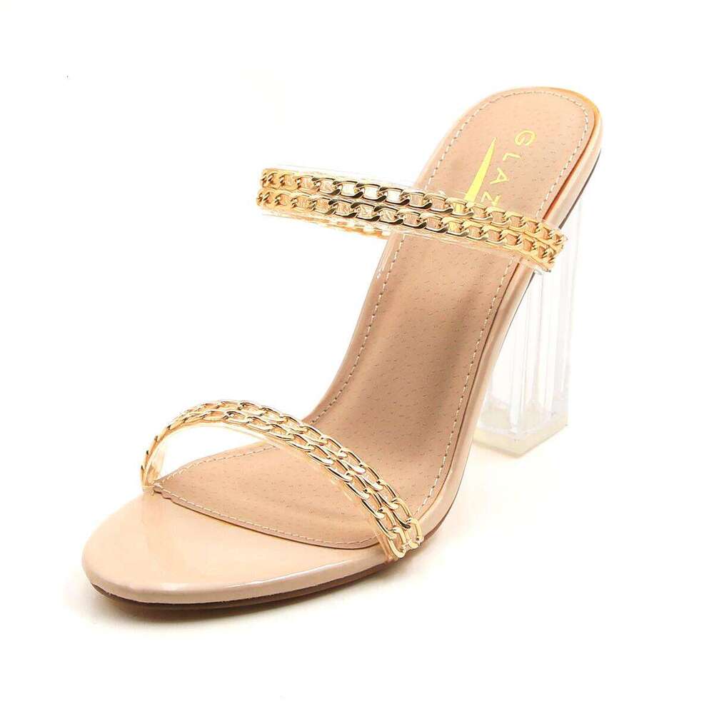 Lurnyet Women's Heeled Sandals Embellished Strap Shoes ELEMENT-2