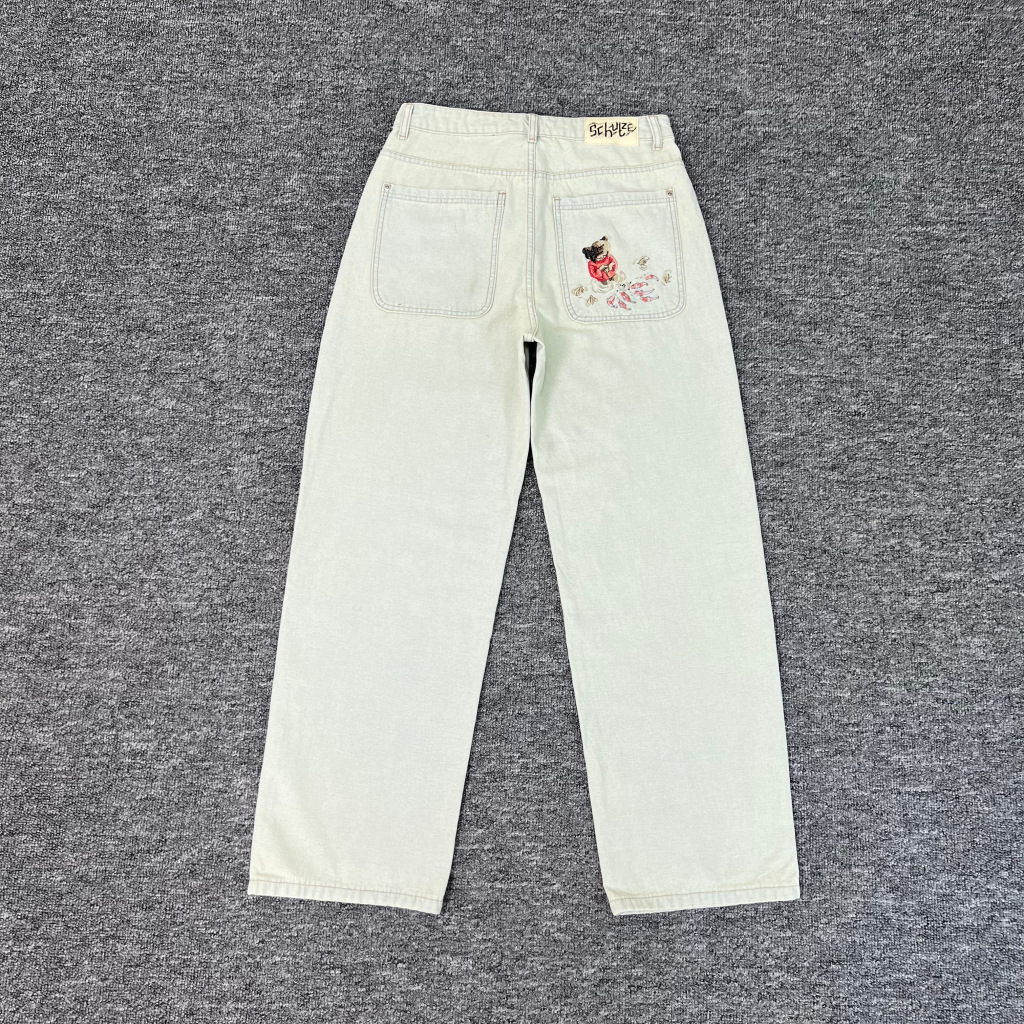 Men's Jeans Derschutze Blossom Embroidery Jeans Creative Volcano Starry Sky Pattern High Street Fashion Design Straight Leg Y2K Men Women Hip Hop