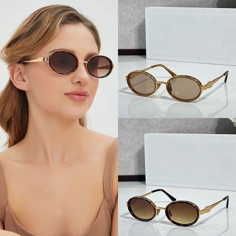 Oval Sunglasses New Womens Acetate Metal Fusion Designer Gradient Lens Goggles UV400 Protection Outdoor High Street Fashion 42138U