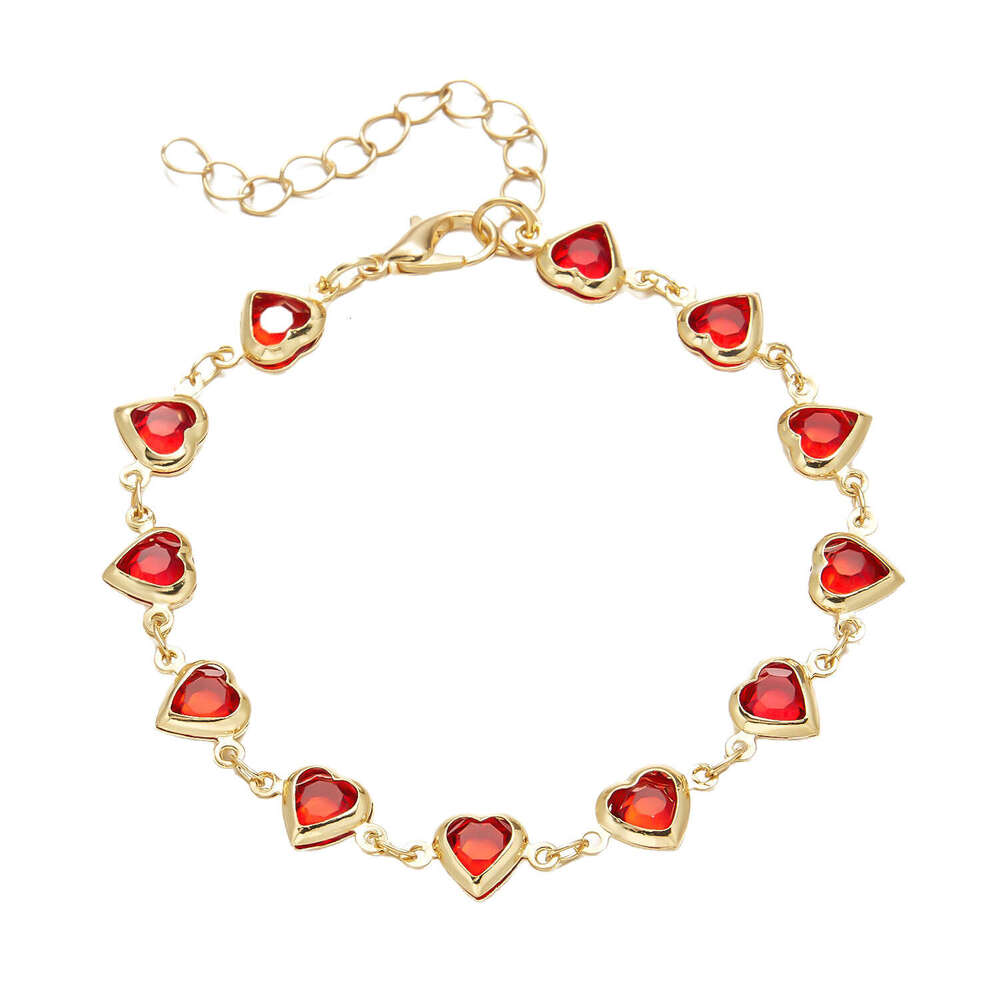 Heart-Shaped Red Diamond Bracelet Women's Designer Bracelet Luxury-Inspired Heart Jewelry
