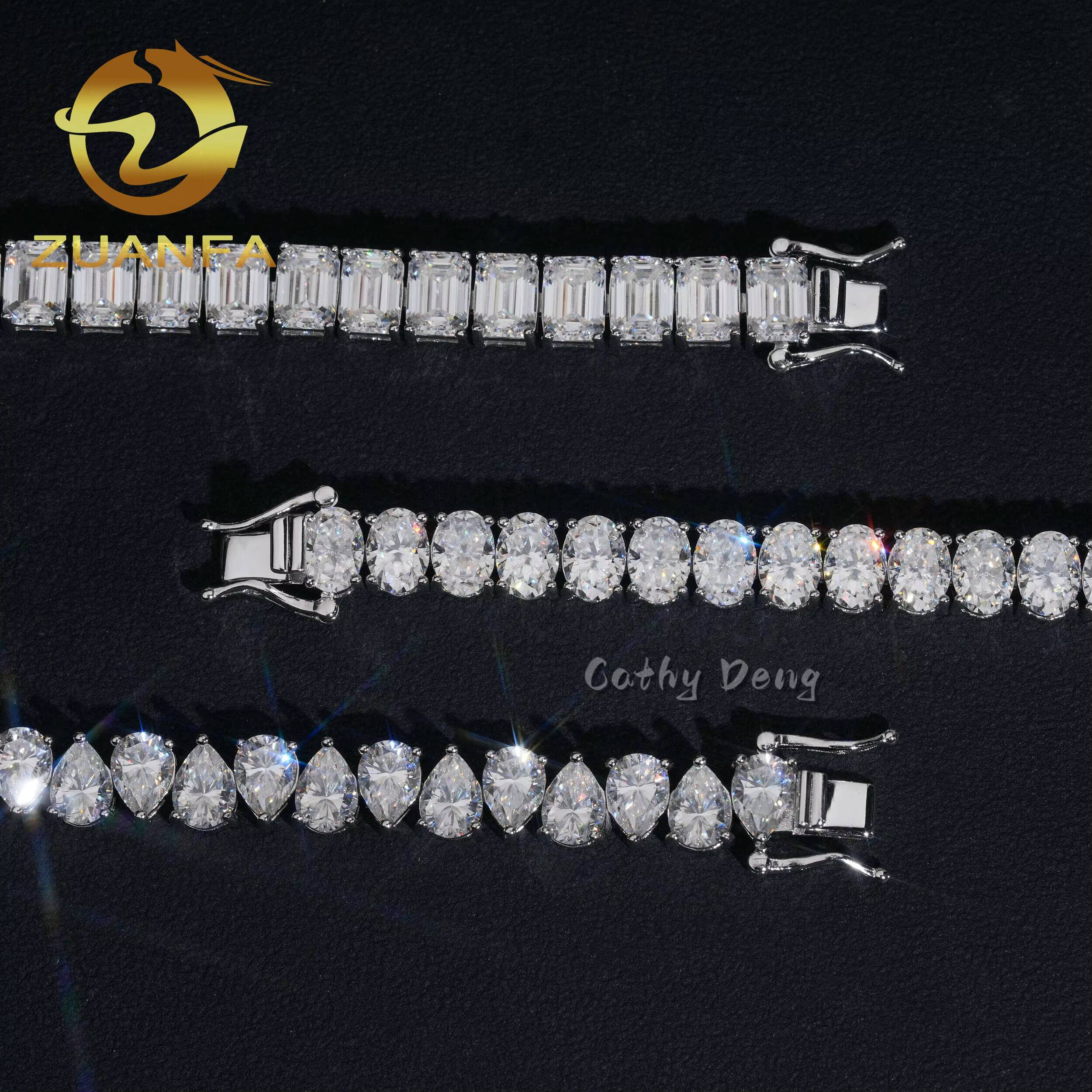 Fancy Cut Hip Hop Jewelry 925 Silver Moissanite Diamond Tennis Bracelet Men Women Iced Out Tennis Bracelet Pass Diamond Tester