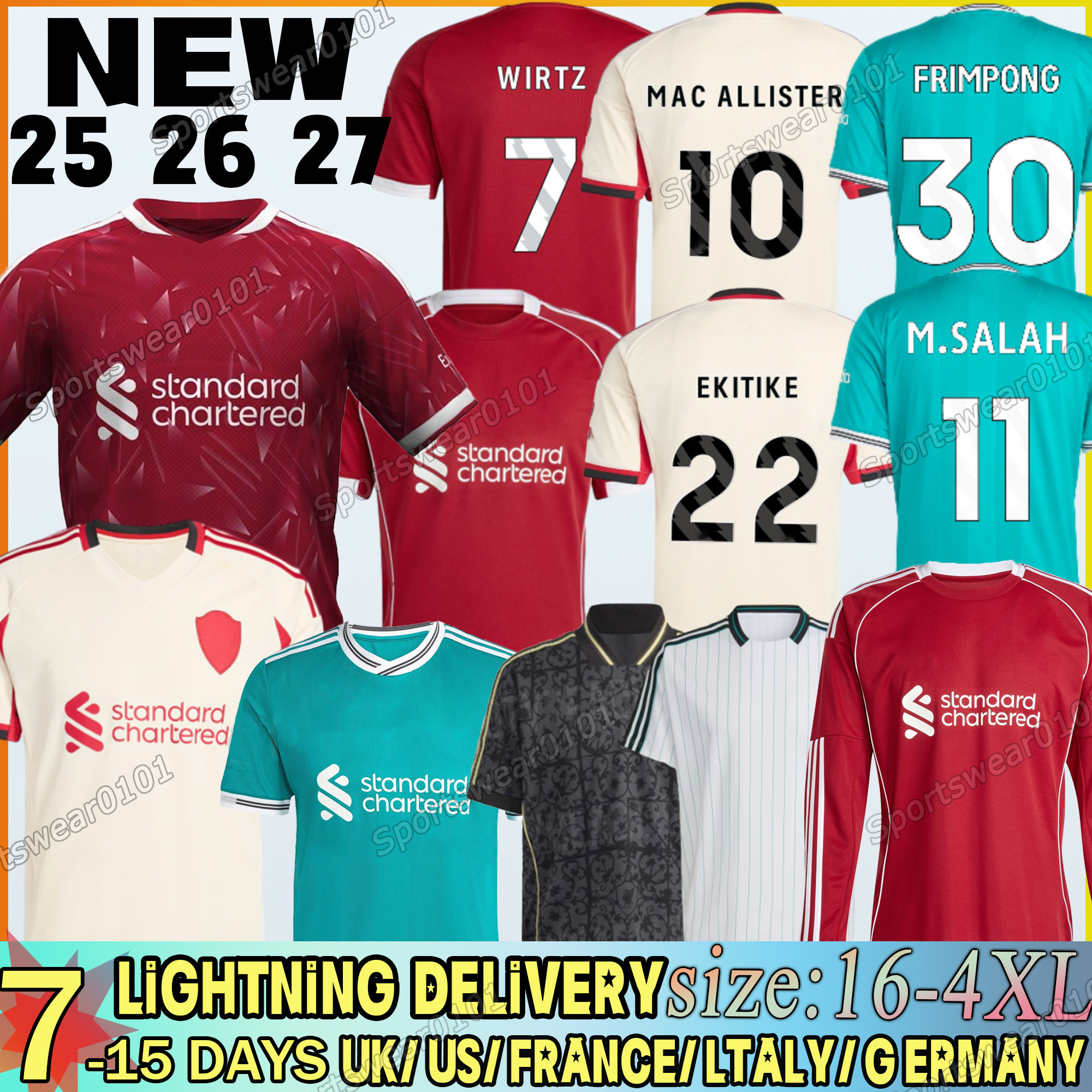 26 27 Liverpool Jersey WIRTZ ISAK SALAH Ekitike MAC ALLISTER Kerkez soccer jerseys GAKPO DARWIN SZOBOSZLAI 25 26 long sleeves football shirt men XXXL 4XL kids kits