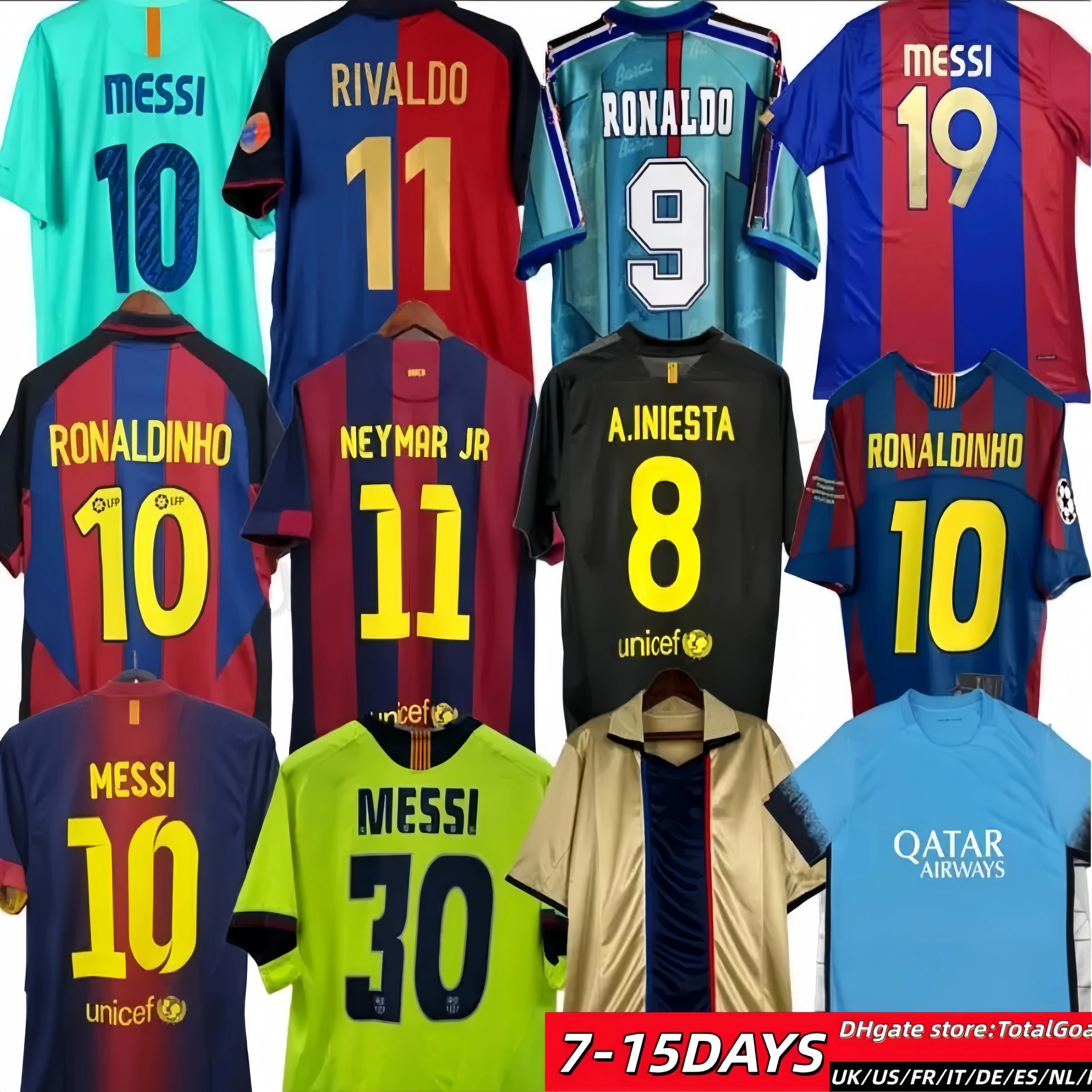Retro Barcelone Soccer Jerseys RONALDINHO A.INIESTA 01 02 03 04 05 06 07 08 09 10 11 12 13 14 15 16 17 18 19 vintage football shirt T Barcelonaes 2006 2007 2008 2009 2010