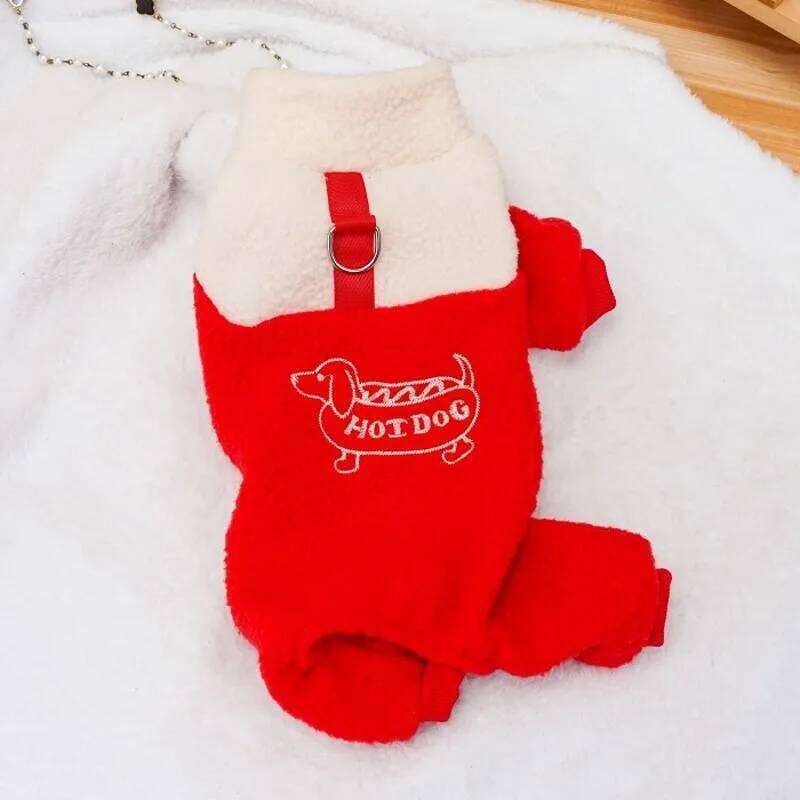 Fleece Jumpsuit Color Block Pet Coat Puppy Warm Clothes Chihuahua Bichon Jacket Small Dog Four Legs Apparels with D-Ring XJ251225