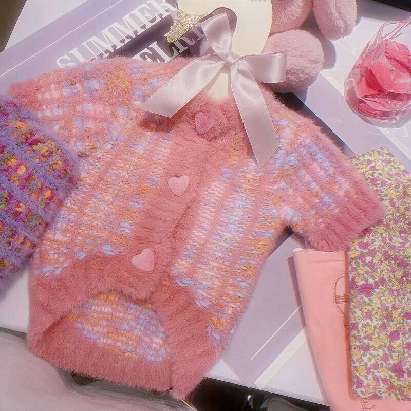 Fashion Solid Cardigan Warm Soft Dog Clothes Winter Puppy Jacket Cute Knitted Cat Sweater Coat Pet Supplies XJ251225