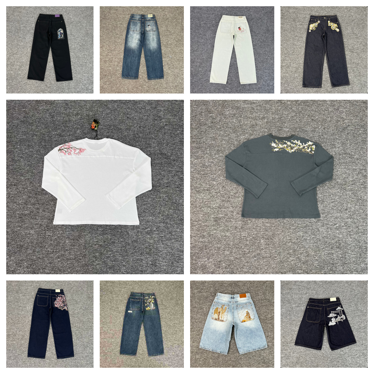 Men's Jeans Derschutze Blossom Embroidery Jeans Creative Volcano Starry Sky Pattern High Street Fashion Design Straight Leg Y2K Men Women Hip Hop