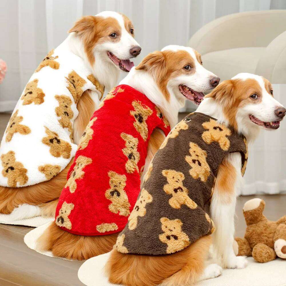 3XL-9XL Sweater for Large Dogs Cute Bear Hoodie Soft Double-Sided Plush Fleece Big Dog Clothes Winter Fuzzy Sleepwear XJ251225