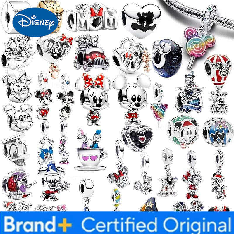 Disney New Minnie And Mickey Charm Dangle Fit Original Snake Bracelet Necklace Beads For Diy Jewelry Women Gift H260108