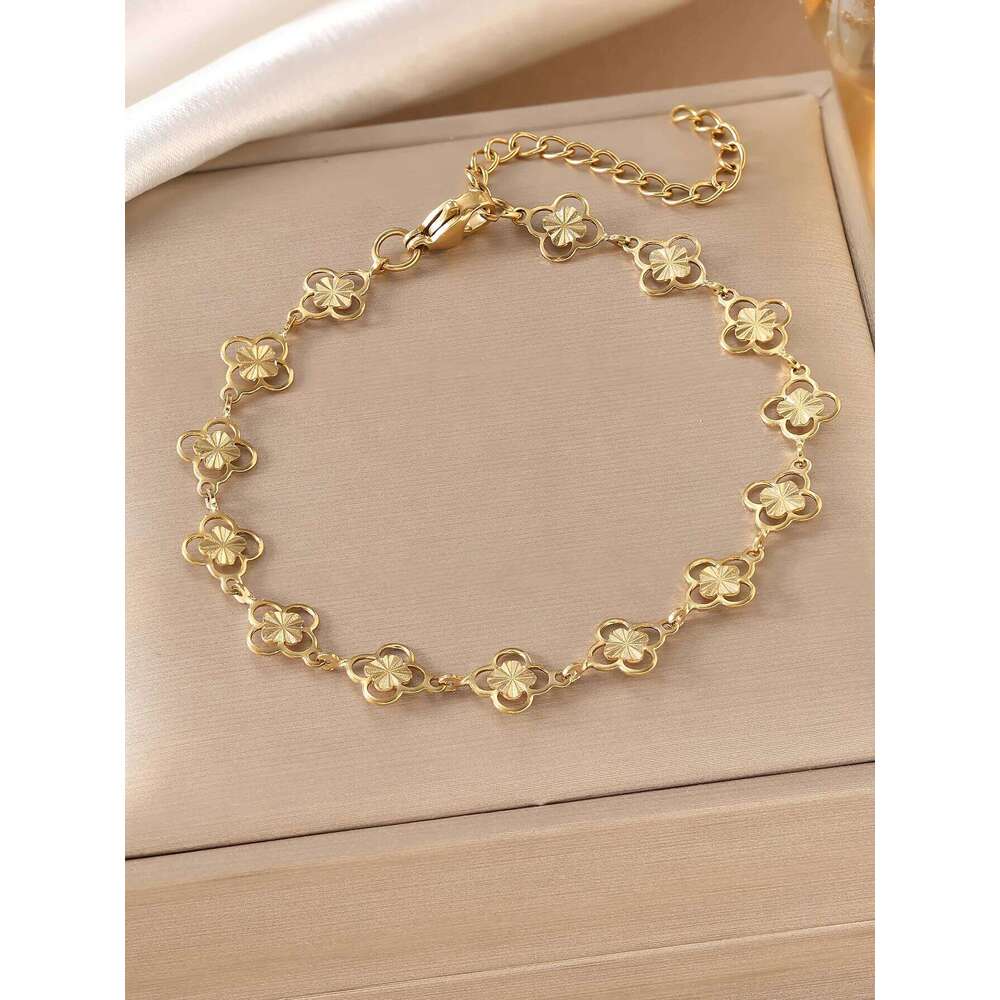 18K gold-plated stainless steel non fading gold bracelet - durable and fashionable jewelry accessory, suitable for holiday gifts C260108