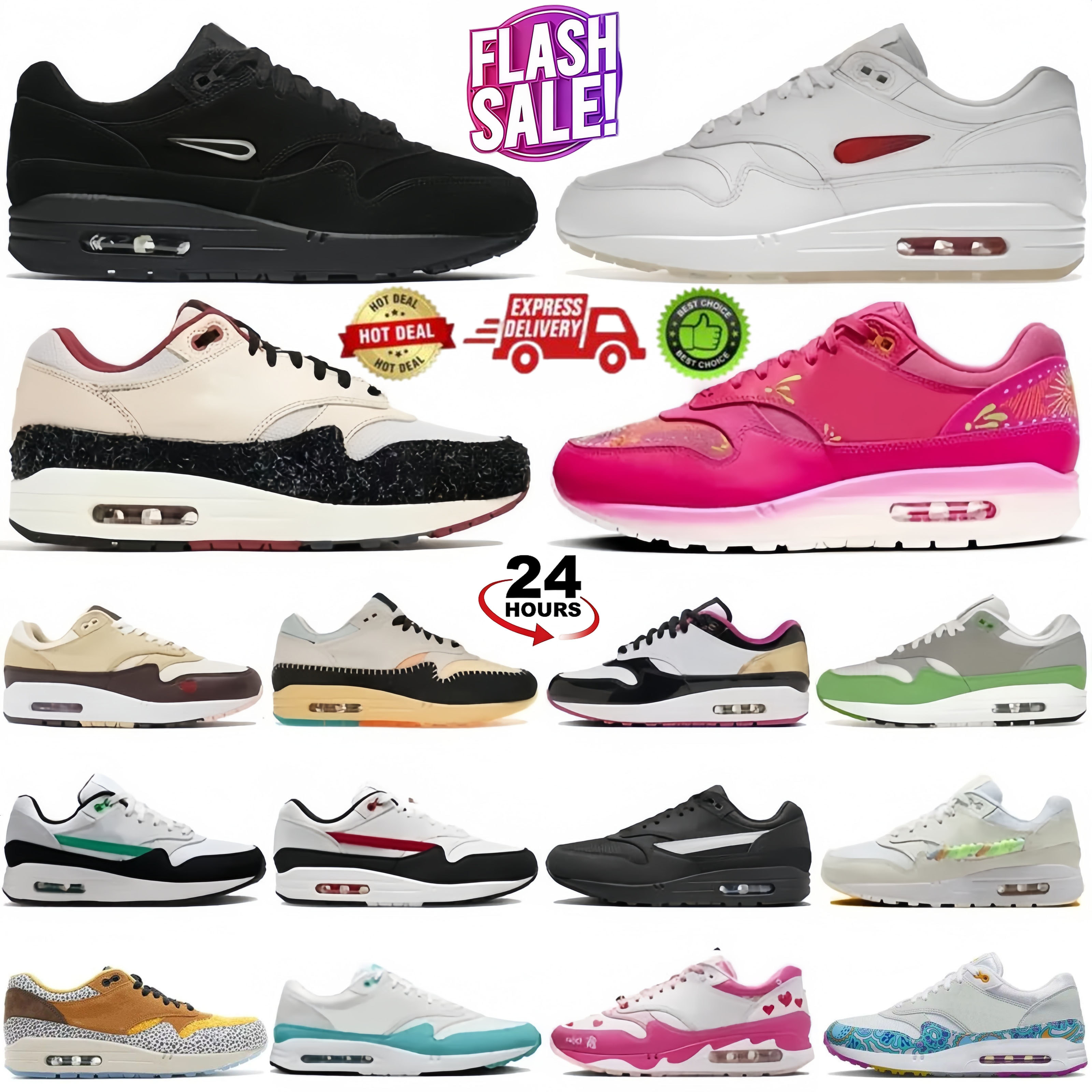 1 87 Designer 87s Running Shoes Men Womens trainers Sneakers Patta Anniversary Royal Big Bubble Dia De Los Keep Rippin Stop Slippin 2.0 Triple Black Jewel Wolf Grey N7