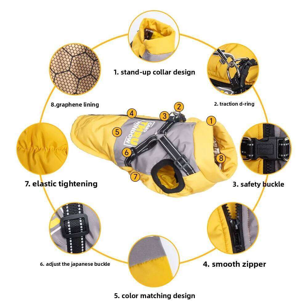 Waterproof Dog Coat for Small Breeds - Windproof Reflective Thermal Jacket with Breathable Lining & Leash Hole Outdoor Safety XJ251225