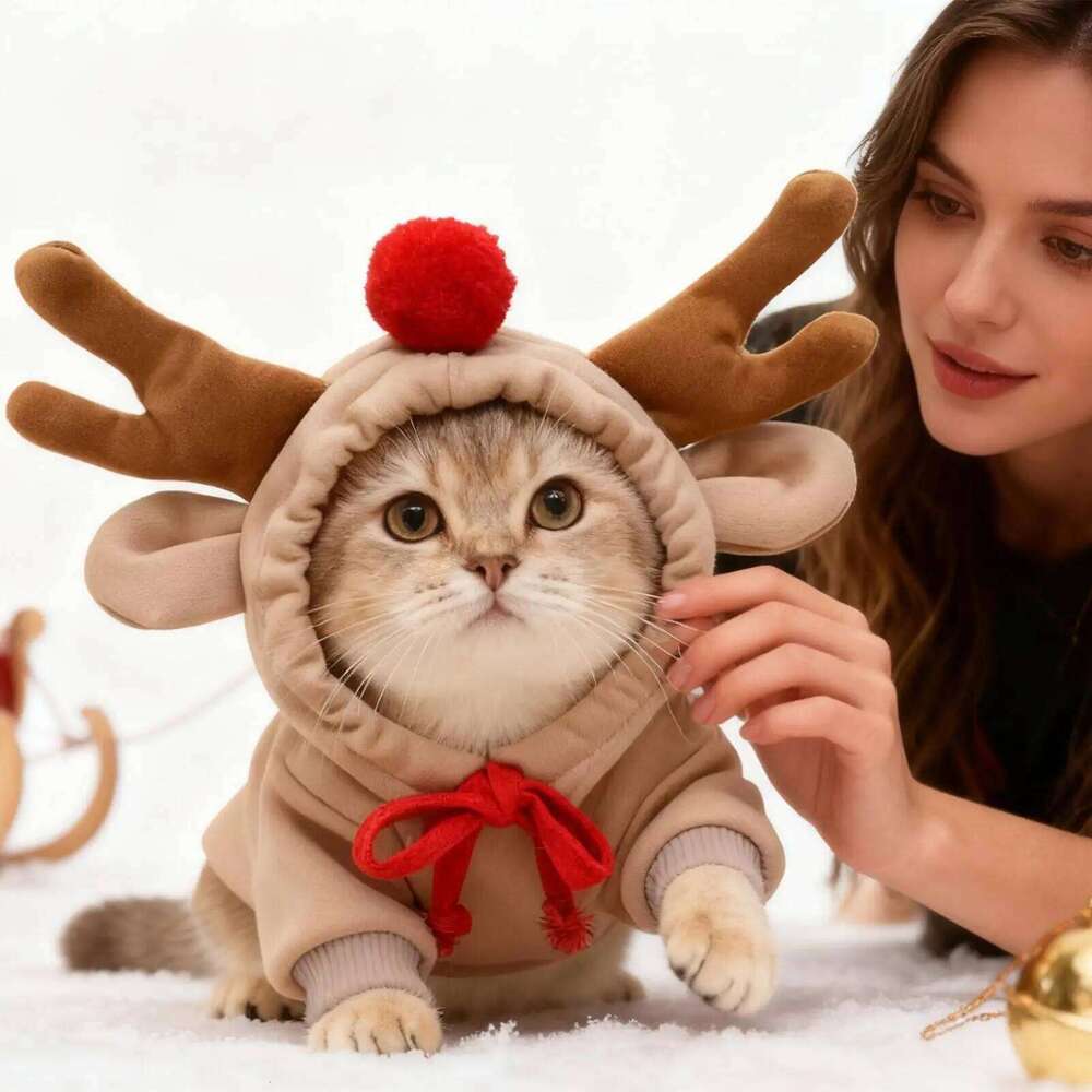 Deer Dogs Festive 3D Reindeer Ears Costume Breathable For Celebration Holiday Pet Moose Clothing XJ251225