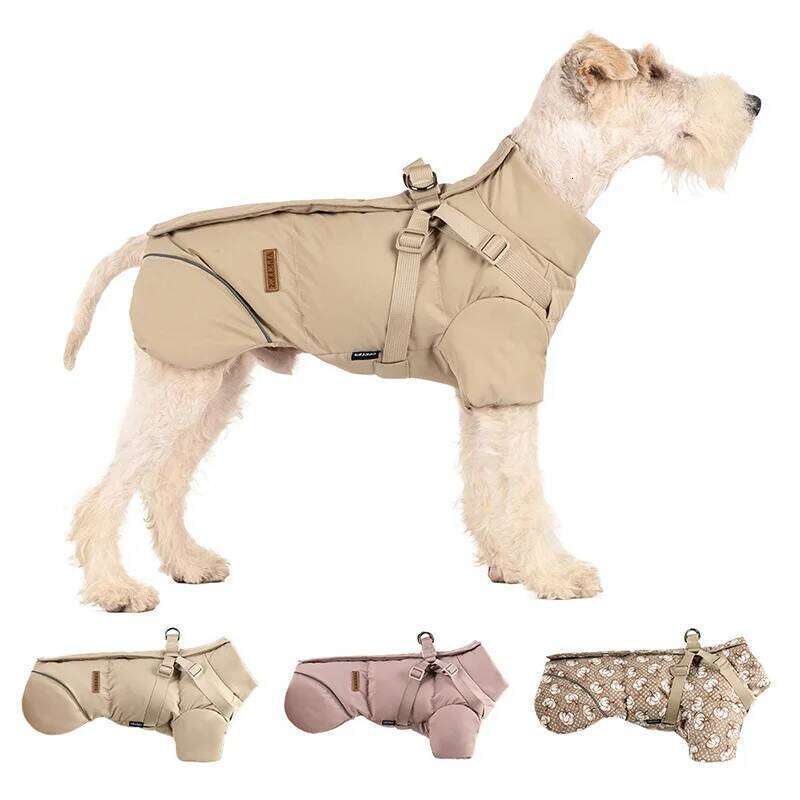 2025 New Cotton Clothing Keeping Warm Clothes Autumn Winter High Necked Dog Stormcoat With Reflective Tape Waterproof Coat XJ251225
