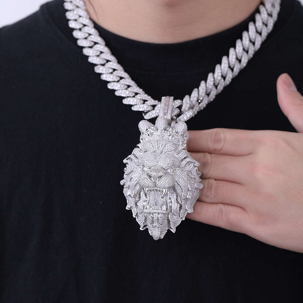 Men Women Hip Hop Lion Pendant Necklace Crystal Cuban Chain Iced Out Bling HipHop Animal Necklaces Fashion Jewelry