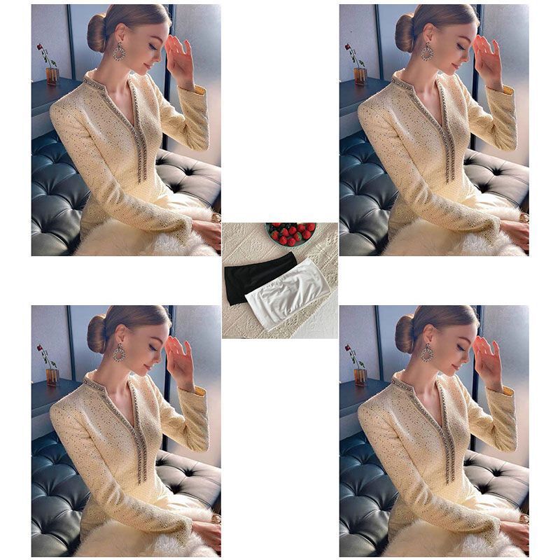 Light Luxury Urban High Social Small Fragrance Style Floral V-neck Women's Slim Fit Dress Autumn And Winter New Slim Fit Sequin Women's Dres