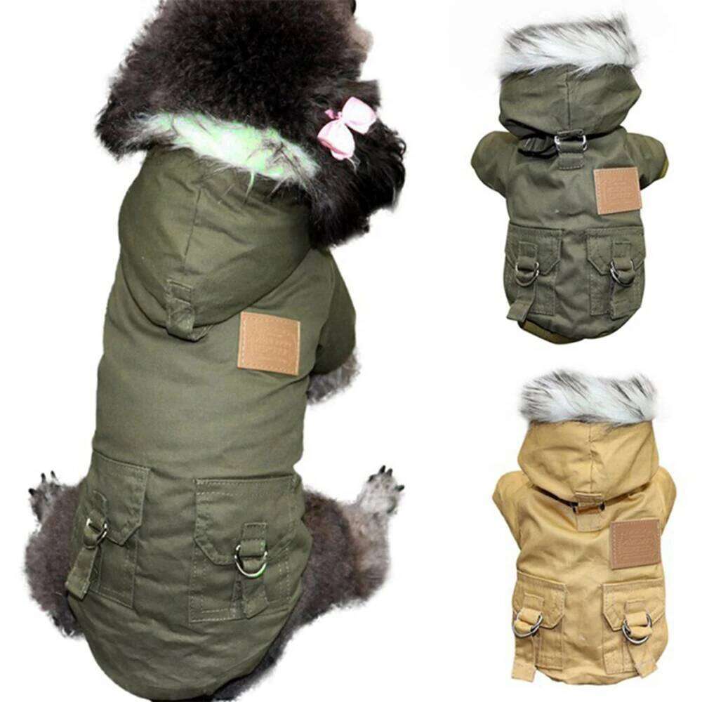 Pet With Harness Winter Heavy Hiking Coat Dog Warm Hoodie Vest Windproof Outdoor Jacket For Small Medium Large Dogs XJ251225