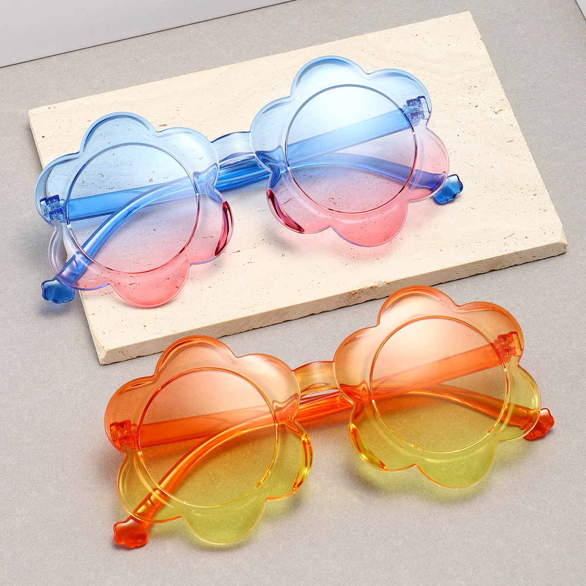 Colorful children's flower sunglasses, round-framed kids' glasses, one-piece baby sunflower sunglasses Z260305