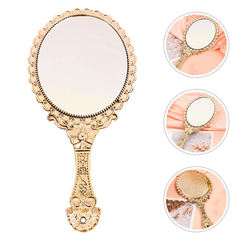 Small Vintage Makeup Mirror Baroque Handheld High-Definition Reflection Portable For Travel Hair Styling Self-Cut 260108