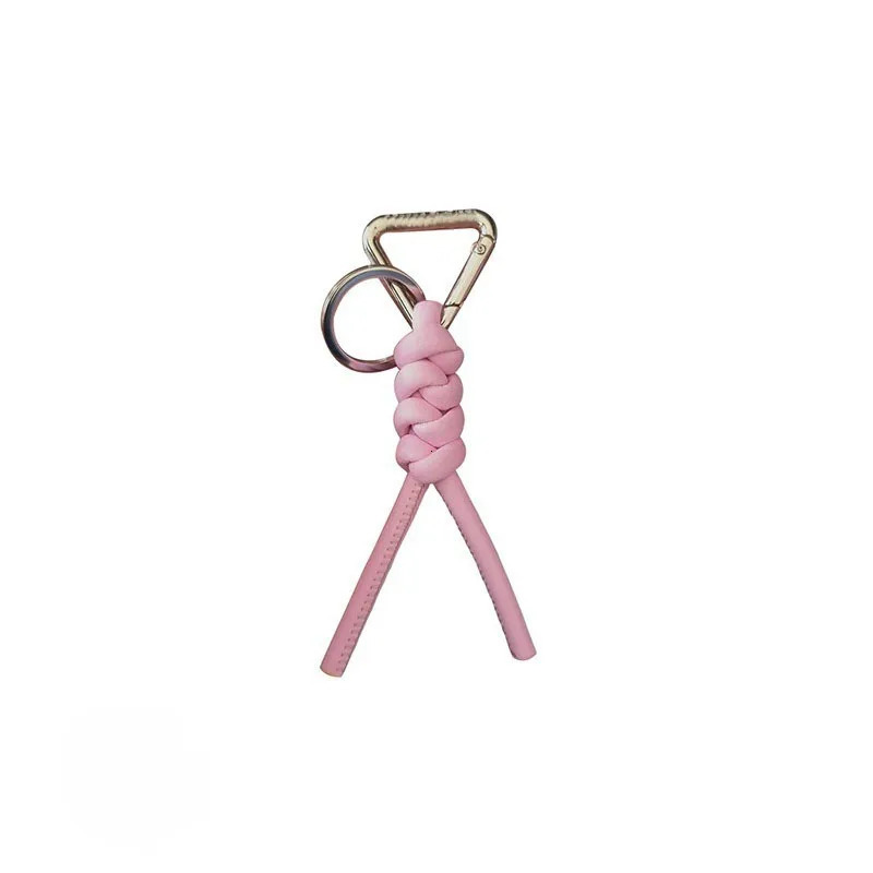 Car keychain genuine leather woven diamond knot bag hanging decoration keychain high-end key pendant 260107
