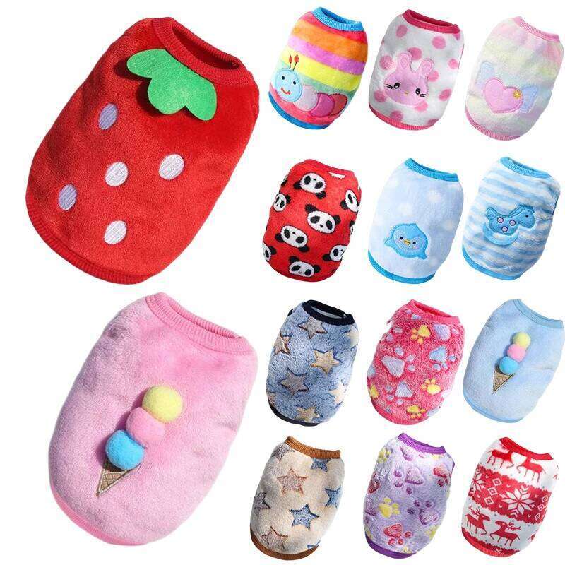 Flannel Warm Pet Dog Clothes Winter For Small Cat Coat Jacket Sweater Cute Soft Dogs Pets Clothing Chihuahua Bulldog Teacup XJ251225