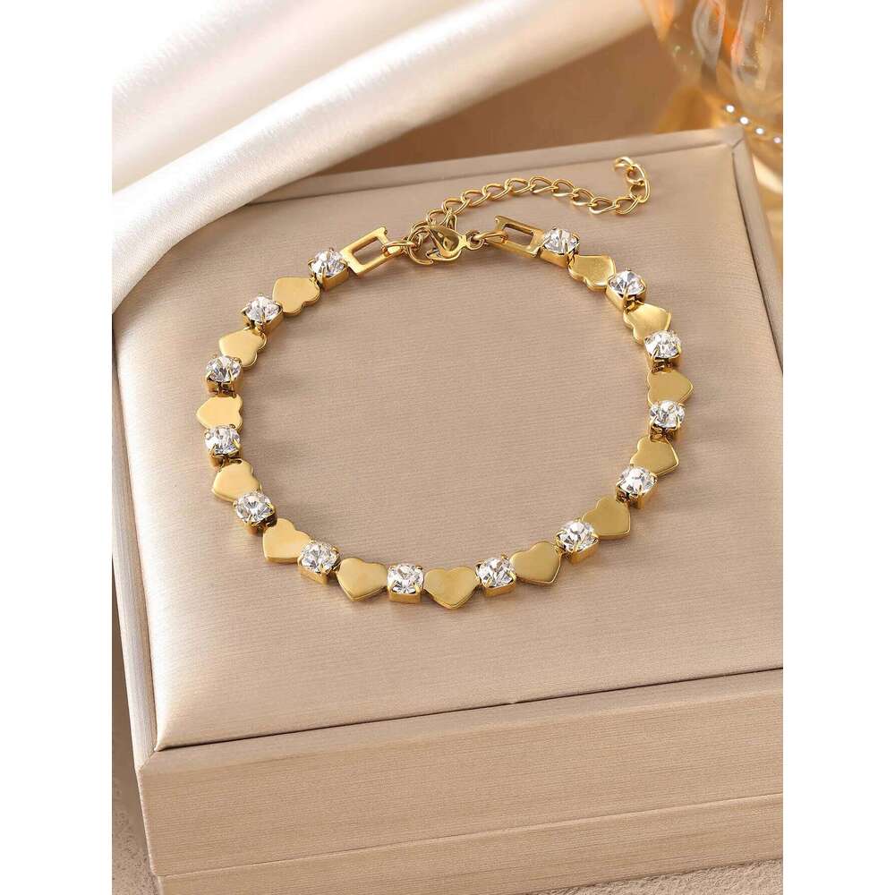 18K gold-plated stainless steel non fading gold bracelet - durable and fashionable jewelry accessory, suitable for holiday gifts C260108