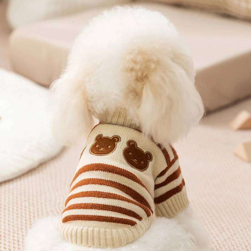 Sweater Bear Striped Puppy Winter Clothes Pet Warm Sweatshirt Knitted Coat Chihuahua Dachshund Clothing Dog Pullover XJ251225