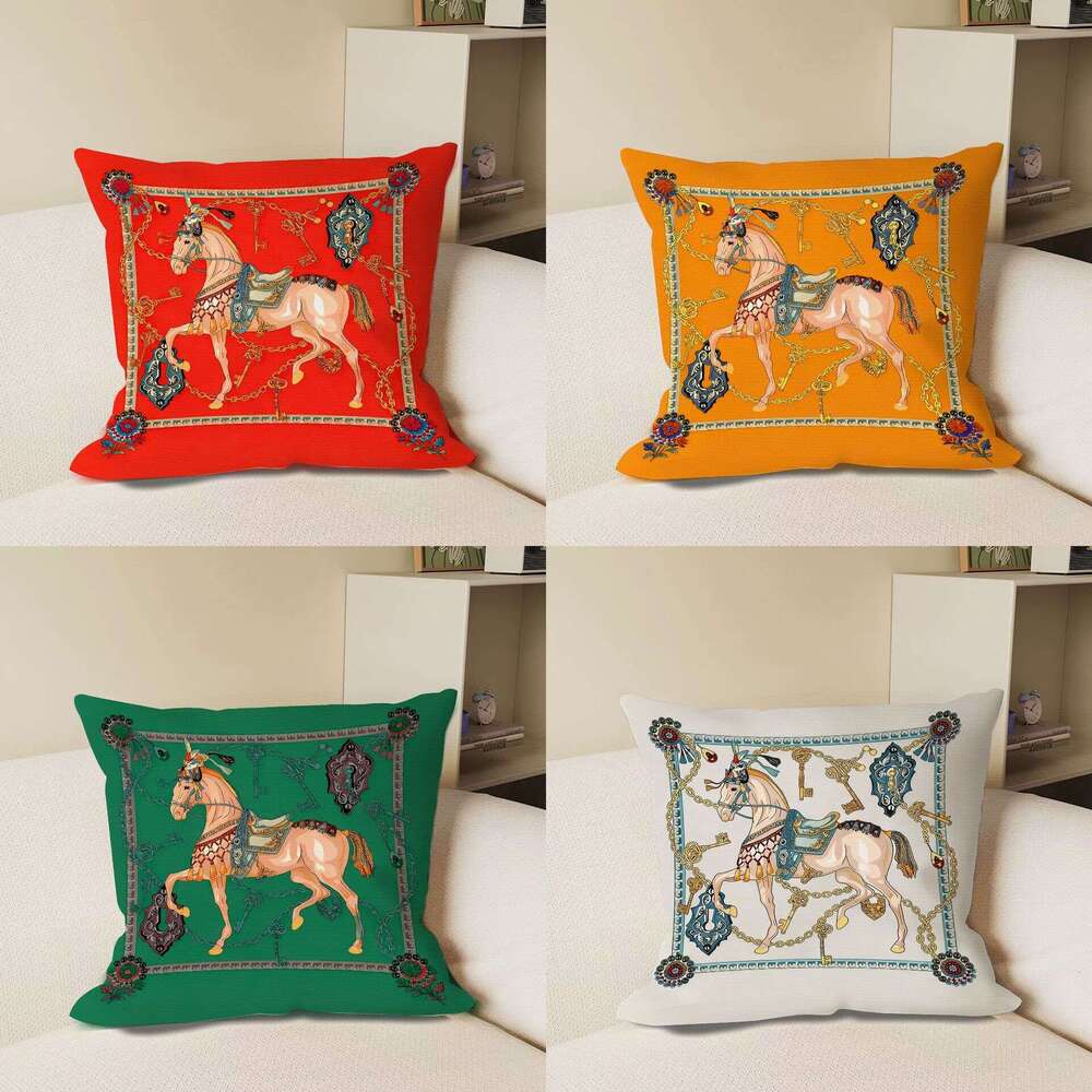 Style European High End Sofa Horse Cushion Decoration For Living Office Model Room Simple Retro Luxurious & Back Pillow Case