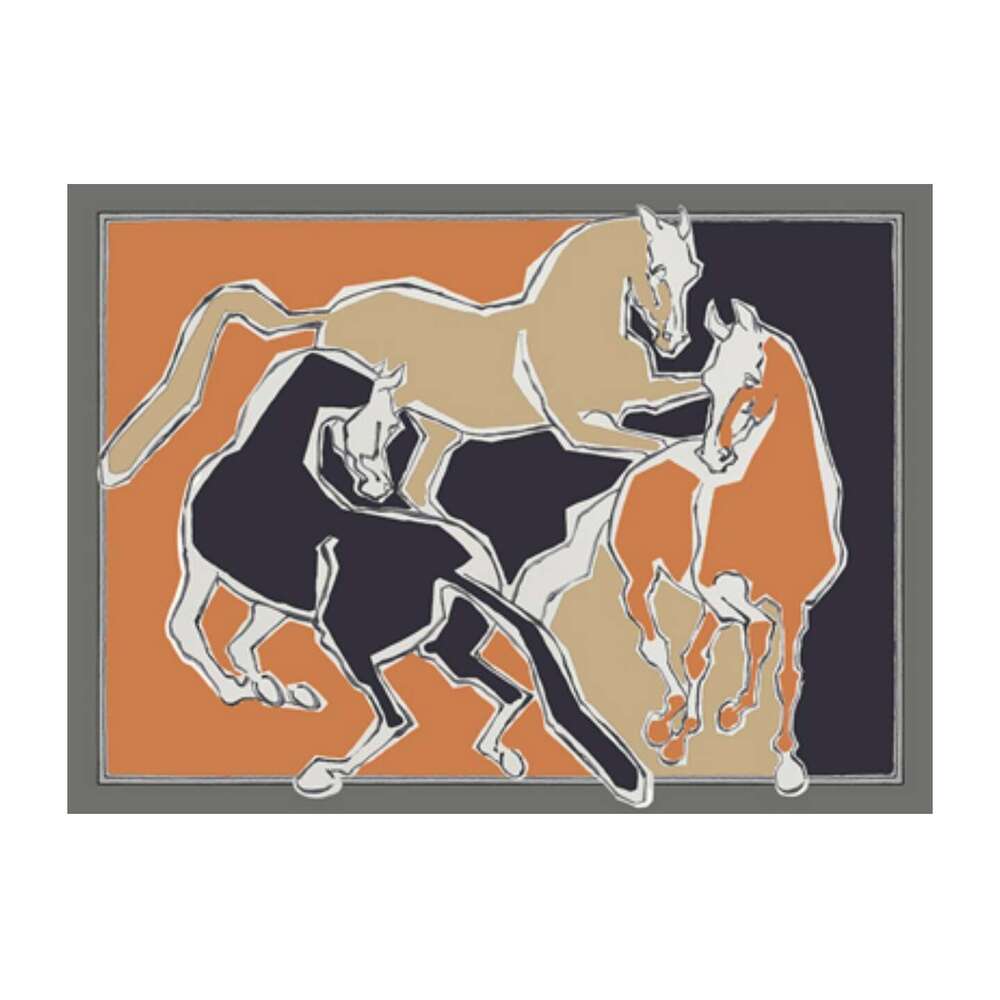 Light Luxury Fashion Horse PVC Printed Placemat Western Plate Dining Table Heat Insulation Mat Coffee Coaster