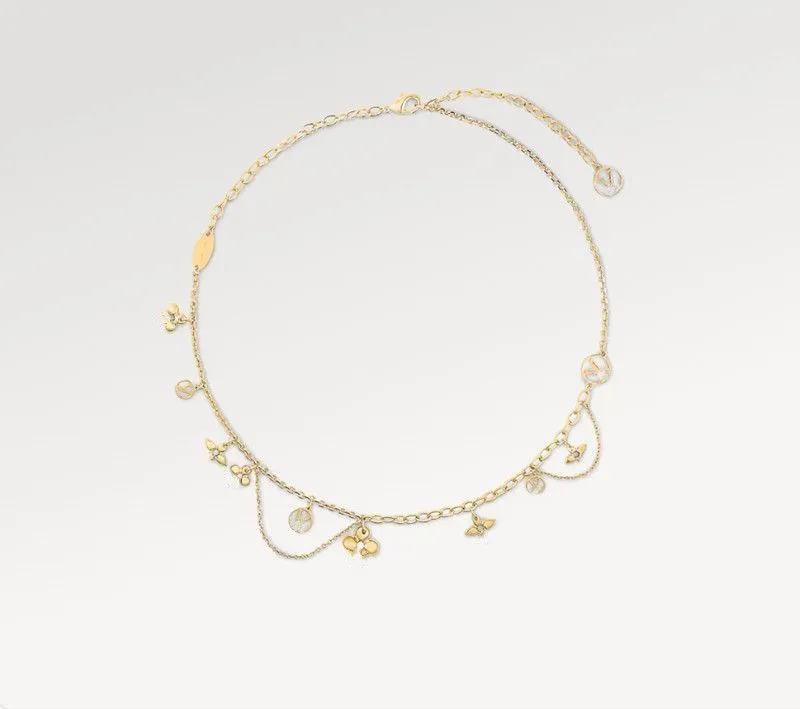 With BOX New Designer Pendant Necklaces Jewelry Flower Letter 18K Gold Plated Luxury Necklace Choker For Women Birthday Party jewelry