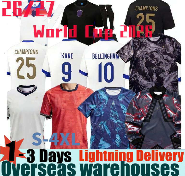 26 27 World Cup 2026 England Shirt 25 2025 BELLINGHAM Football kits Soccer Jersey RASHFORD KANE SAKA RICE FODEN National Team Kid Women Men Kids Kit