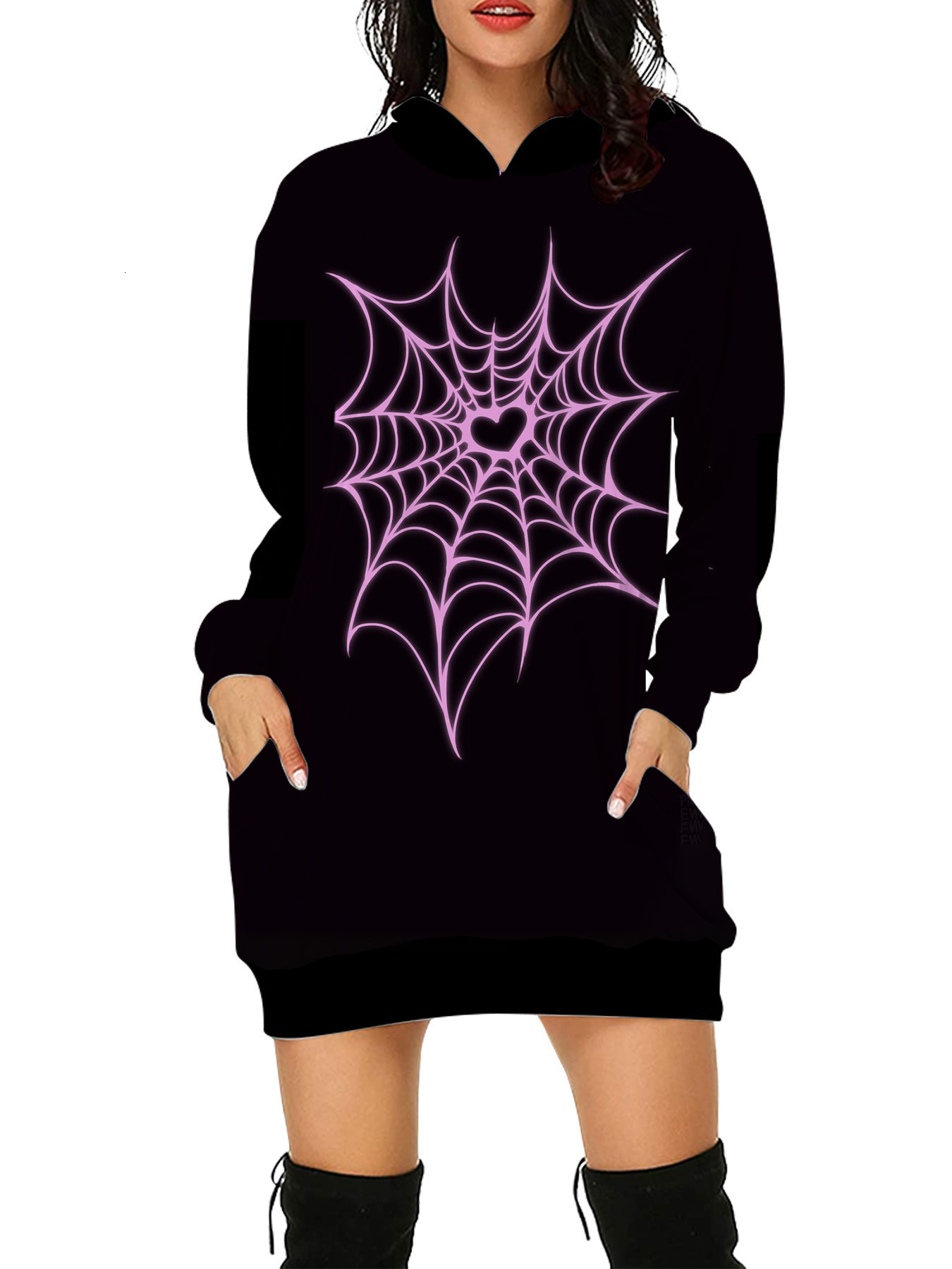 LW Plus Size dresses Letter Print Pocket Sweat Dress Spring summer long sleeve mini dress Fashion loose T-shirt dress vestido 240819