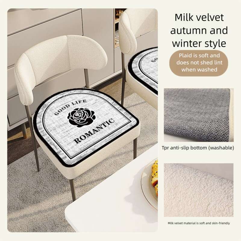 Luxury Light High End French Style Small Fragrance Dining Table Home Autumn Winter Horseshoe Shaped Chair & Cushion