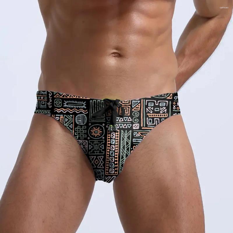 Men's Shorts 2026 Fashion Printed Low-rise Triangular Swimming Trunks Anti-embarrassment Beach Z260313