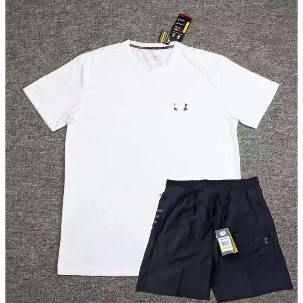 NEW Under Amrour Tracksuit Mens Designer Quick Drying T-Shirt Sports Training Set Short Sleeve Track Field Reflective Running Fitness Tracksuit Gym Shorts Set 517
